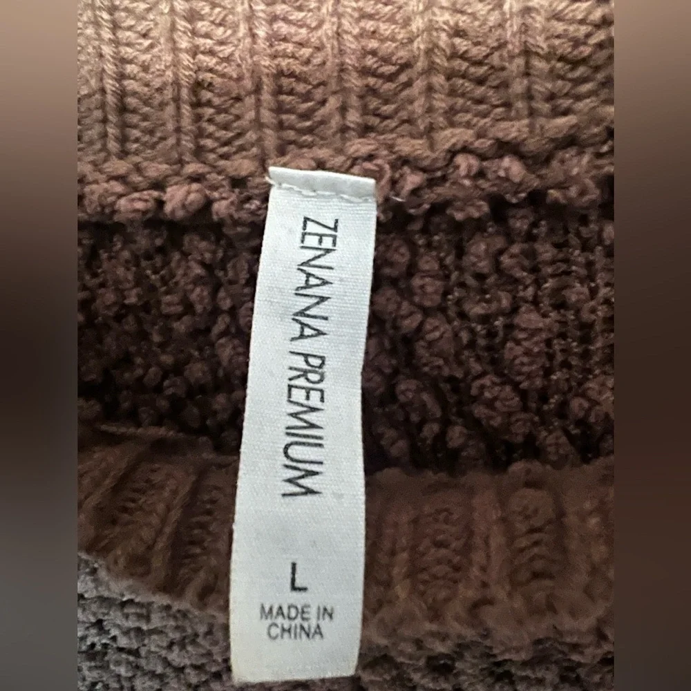 Zenana Textured Brown Sweater